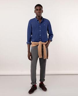 CAMISA MICROPANA GARMENT DYE AZUL MARINO