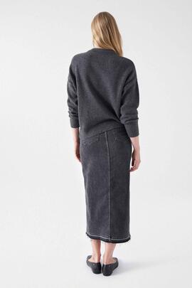 JERSEY DE PUNTO GRIS CON BOTONES BRILLANTES