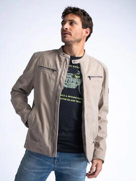 CHAQUETA DE ECOPIEL BIKER JACKET AQUAROAM SAND DUST