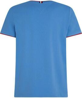 CAMISETA DE PIQUÉ SLIM FIT CON RIBETES AZUL