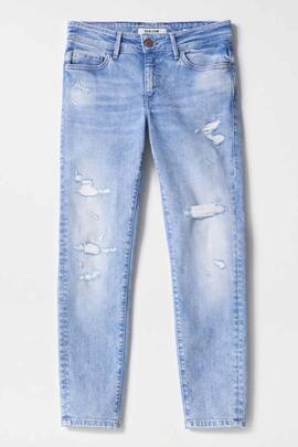 WONDER PUSH UP CROPPED SLIM FIT EN DENIM AZUL CON ROTOS