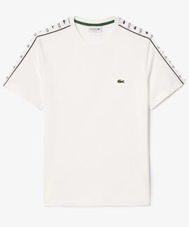 CAMISETA LACOSTE REGULAR FIT BLANCA CON CINTA DEPORTIVA