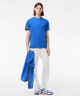 CAMISETA LACOSTE REGULAR FIT AZUL ROYAL CON CINTA DEPORTIVA