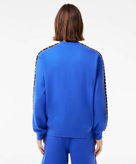 SUDADERA LACOSTE REGULAR FIT AZUL ROYAL CON CINTA DEPORTIVA