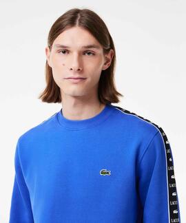 SUDADERA LACOSTE REGULAR FIT AZUL ROYAL CON CINTA DEPORTIVA