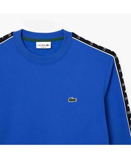 SUDADERA LACOSTE REGULAR FIT AZUL ROYAL CON CINTA DEPORTIVA