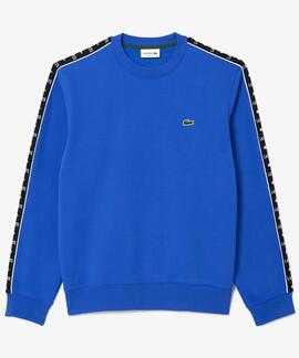 SUDADERA LACOSTE REGULAR FIT AZUL ROYAL CON CINTA DEPORTIVA