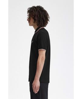 POLO TWIN TIPPED M3600 V04 BLACK / ECRU / DUSTY ROSE