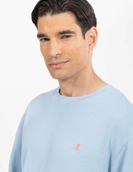 SUDADERA LAVADO LOGO BÁSICO CELESTE
