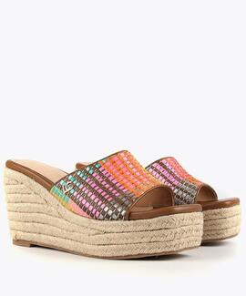 ZUECO PLATAFORMA EFECTO RAFIA MULTICOLOR