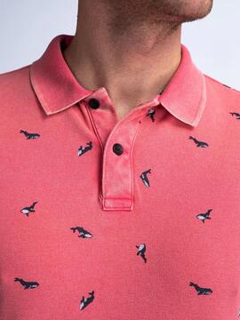POLO CON ESTAMPADO INTEGRAL SUMMERIZE ROJO CORAL