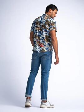 CAMISA DE MANGA CORTA BOTANICAL SHIRT COASTAL PETROL BLUE