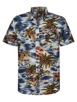 CAMISA DE MANGA CORTA BOTANICAL SHIRT COASTAL PETROL BLUE