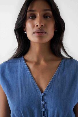 VESTIDO VAQUERO MIDI CON VUELO DENIMLIGHT AZUL