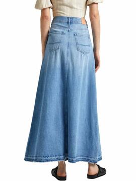 FALDA LARGA VAQUERA MAXI REGULAR FIT DENIM AZUL