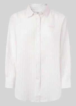 CAMISA POLLY RELAXED FIT ALGODÓN Y LINO EN RAYAS ROSAS