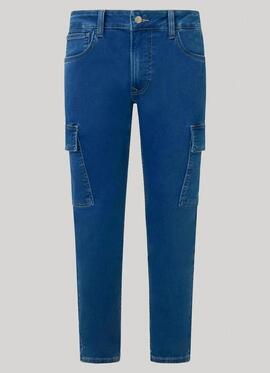 PANTALÓN VAQUERO BOLSO CARGO TAPERED FIT GYMDIGO DENIM AZUL