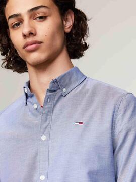 CAMISA ELÁSTICA SLIM FIT OXFORD AZUL
