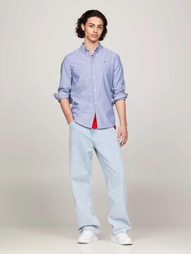 CAMISA ELÁSTICA SLIM FIT OXFORD AZUL