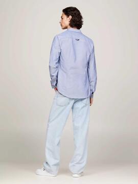 CAMISA ELÁSTICA SLIM FIT OXFORD AZUL