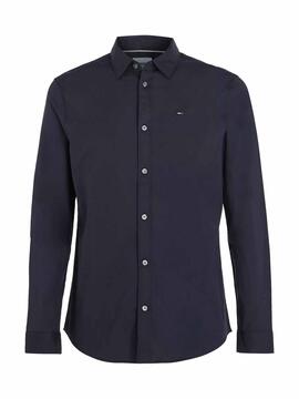 CAMISA ELÁSTICA SLIM FIT POPELÍN NEGRO