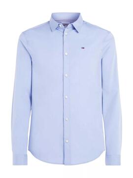 CAMISA ELÁSTICA SLIM FIT POPELÍN AZUL