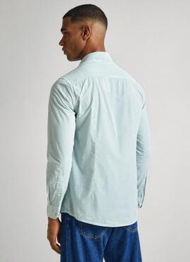 CAMISA POPELÍN PEACH SLIM FIT RAYAS VERDES