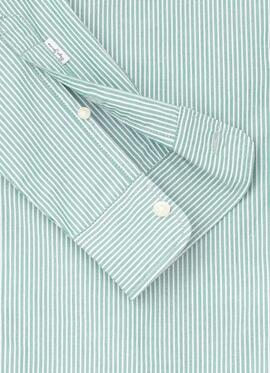 CAMISA POPELÍN PEACH SLIM FIT RAYAS VERDES