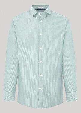 CAMISA POPELÍN PEACH SLIM FIT RAYAS VERDES