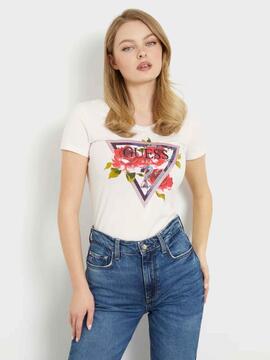 CAMISETA ELÁSTICA ROSES CON LOGOTIPO FLORAL ROSA