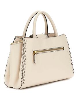 BOLSO DE MANO LIBERA CON COSTURA EN RELIEVE CREMA