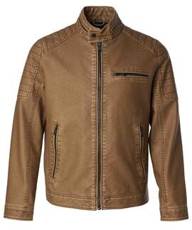 CAZADORA BIKER DE ECOPIEL MARRÓN