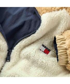 CHAQUETA REVERSIBLE FLUFFY RELAXED FIT CAMEL Y CRUDO