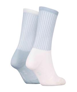 CALCETINES DE MUJER 2 PARES GLOSSY RIB LIGHT BLUE WHITE CELE