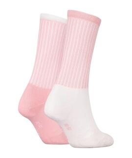 CALCETINES DE MUJER 2 PARES GLOSSY RIB PINK WHITE ROSA Y BLA