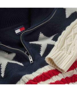 JERSEY TJW 1/4 ZIP RWB STAR ANCIENT WHITE / MULTI