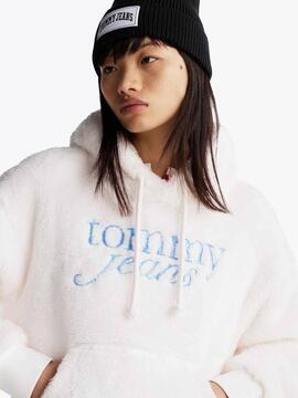 SUDADERA POLAR FLUFFY SCRIPT HOODIE ANCIENT WHITE
