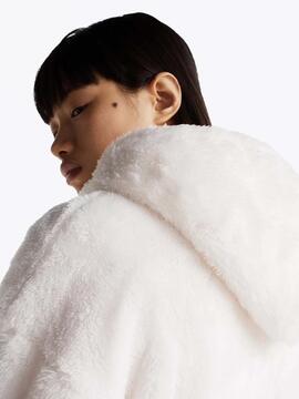 SUDADERA POLAR FLUFFY SCRIPT HOODIE ANCIENT WHITE