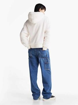 SUDADERA POLAR FLUFFY SCRIPT HOODIE ANCIENT WHITE
