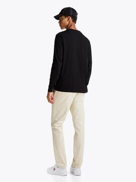 CAMISETA MANGA LARGA LINEAR CHEST SLIM FIT NEGRA