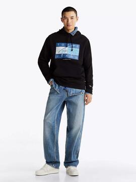 SUDADERA TOMMY DNA FLAG TWIST REGULAR FIT NEGRA
