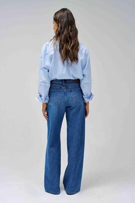 PANTALÓN VAQUERO WIDE LEG LOOSE FIT DENIM AZUL CLARO
