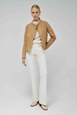 CHAQUETA BIKER DE ANTE SINTÉTICO COLOR CAMEL