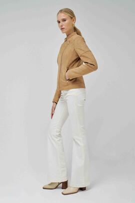 CHAQUETA BIKER DE ANTE SINTÉTICO COLOR CAMEL