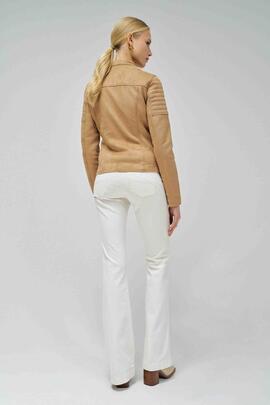 CHAQUETA BIKER DE ANTE SINTÉTICO COLOR CAMEL
