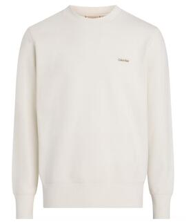 SUDADERA CK DE FELPA DE ALGODÓN CON INSCRIPCIÓN COLOR CRUDO