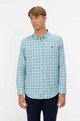 CAMISA POPELÍN CUELLO BOTÓN CUADROS MULTICOLOR