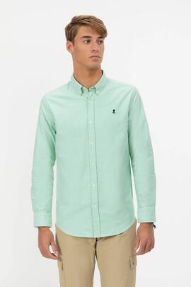 CAMISA OXFORD CUELLO BOTÓN VERDE