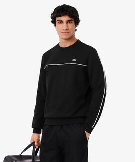 SUDADERA DE FELPA CON RIBETE DE LOGOTIPO NEGRA