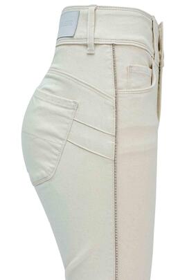 PANTALÓN VAQUERO SECRET CROPPED SKINNY FIT HIGH RISE CRUDO